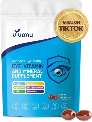 Vista 8 de VivoNu Suplemento de vitaminas oculares de luteína para la salud macular y ojo seco, contiene luteína, zinc, vitaminas C/E y zeaxantina para apoyar