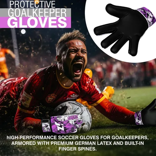 Vista 6 de Guantes de portero de fútbol, guantes de portero de dedo, guantes de fútbol de 0.157 in de látex de agarre fuerte, protección de la columna