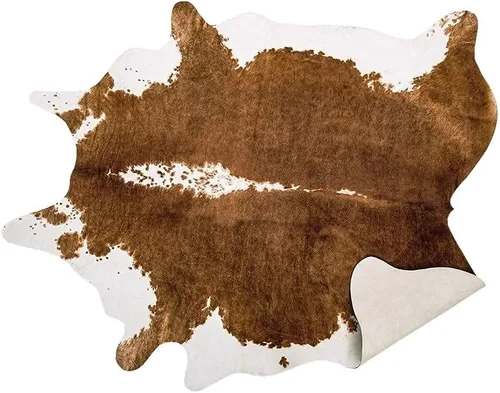 Vista 22 de Alfombra de piel de vaca sintética AROGAN, alfombra premium con estampado de vaca para decoración occidental boho, piel de vaca para dormitorio Negro