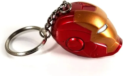 Vista 4 de Llavero con figura estilo casco de Iron Man de superhéroe