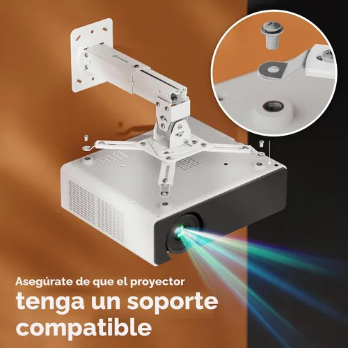 Vista 6 de ONKRON - Soporte de techo para proyector, máximo 22 libras, soporte universal, color blanco