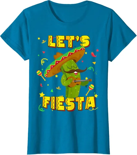 Vista 72 de Cinco De Mayo - Camiseta de regalo con sombrero de cactus Let's Fiesta, Negro, S