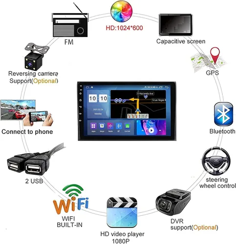 Vista 3 de Android Autoradio 9 pulgadas navegación GPS Bluetooth coche reproductor multimedia sistema IPS DSP 4G WiFi BT FM AM Carplay RDS DSP GPS coche