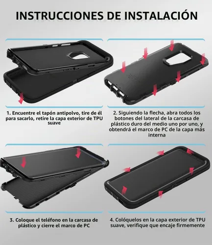 Vista 6 de Funda protectora a prueba de golpes para Samsung Galaxy S9 Plus, 6.2 pulgadas (negro)