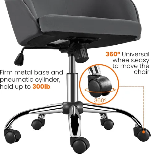 Vista 9 de Yaheetech Silla de oficina de altura ajustable con respaldo medio, giratoria, grande, silla de escritorio, silla de computadora con ruedas