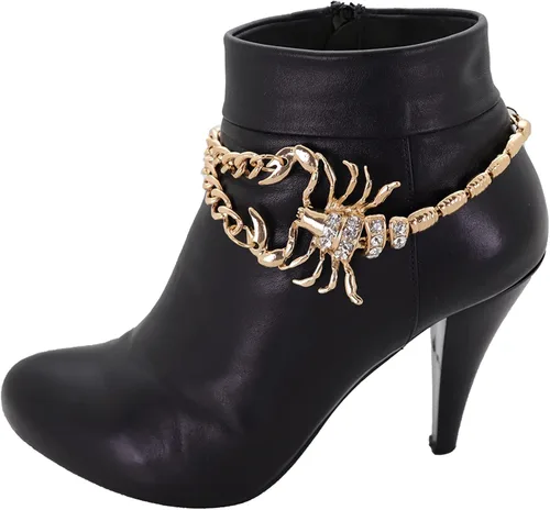 Vista 2 de Joyería de moda occidental para mujer, cadena de metal dorado, tobillera con dije de escorpión elegante, Plata