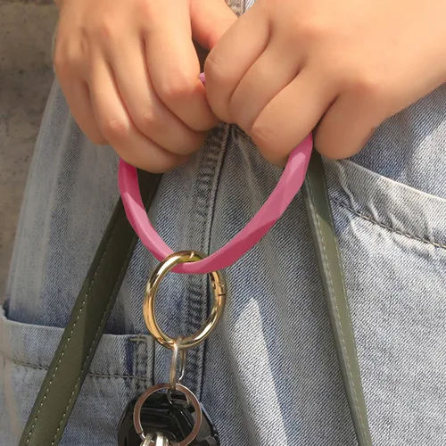 Vista 47 de Llavero pulsera de silicona para mujeres y niñas en forma de diamante