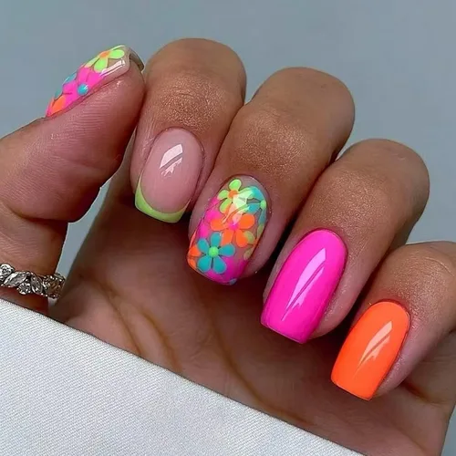 Vista 10 de Uñas postizas a presión de otoño, uñas postizas cortas cuadradas de MABKJLF de cobertura completa con diseños de diente de león, uñas adhesivas