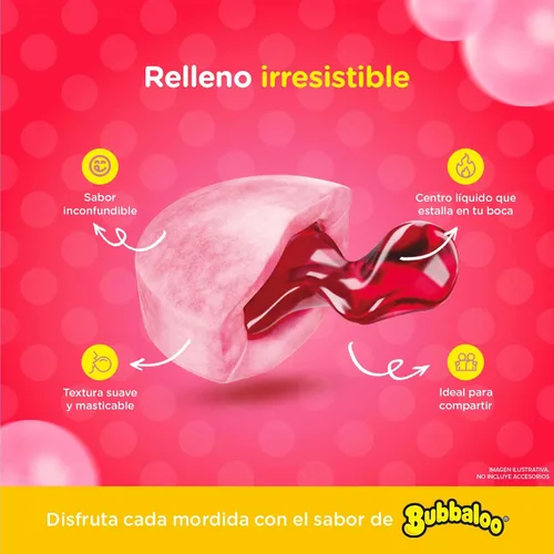 Vista 3 de Bubbaloo Adams - Goma de mascar 47 pz - sabores varios (Fresa, 47pz)