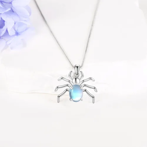 Vista 2 de Collar con colgante de plata de ley 925 con diseño de animales, diseño de galgos, araña, cuerno largo, cabra, oveja, regalo de joyería para mujer
