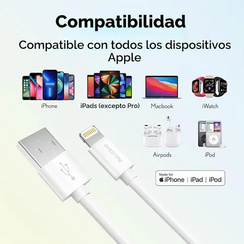 Vista 3 de Cable Lightning para iPhone, cable USB-A -Lightning de 4 pies Cable de carga USB-A a Lightning, cable de carga rápida de Apple, cable de carga