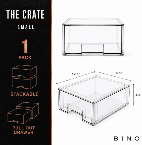 Vista 3 de BINO Cajones de almacenamiento apilables, pequeños - transparentes THE CRATE COLLECTION Contenedores de almacenamiento con cajones
