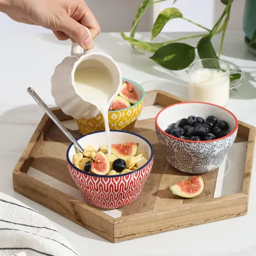 Vista 6 de Selamica Vasos de cerámica para caldo de 8 onzas, cuencos pequeños de 4 pulgadas, cuencos de postre para salsa de sopa, tazas de café, aptas