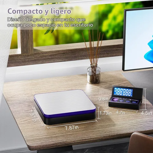 Vista 6 de UNIWEIGH Báscula digital inalámbrica de envío postal 110lbs/0.1oz precisa, LCD plegable, báscula de paquetes con acero inoxidable/5 unidades/función