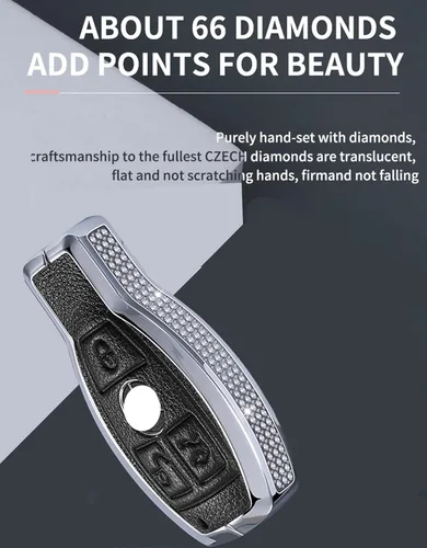 Vista 3 de ontto Funda para llave de coche con diamantes de imitación de 2 botones para Mercedes-Benz A Class B C E S G M V Class CLA CLS GLA GLC GLE GLK GL