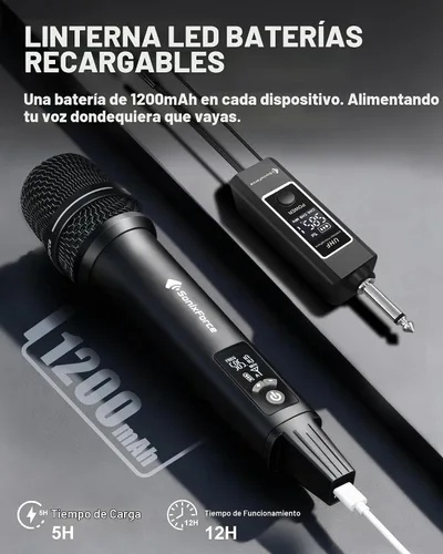 Vista 6 de Micrófono inalámbrico para cantar, micrófono vocal profesional