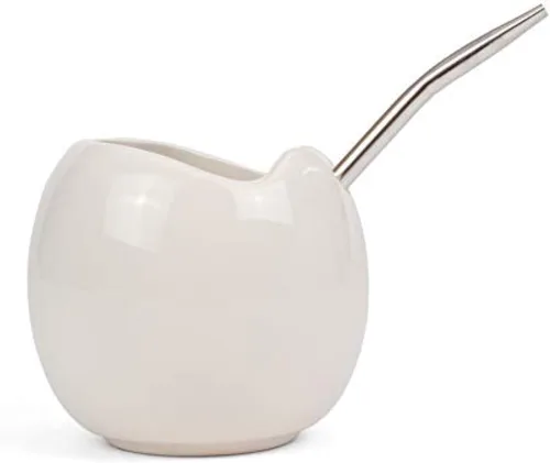 Vista 4 de Ceramic Mate - Juego de calabaza y bombilla – Calabaza de yerba mate – Taza mate fácil de limpiar, popote de filtro para té de yerba mate y bebidas