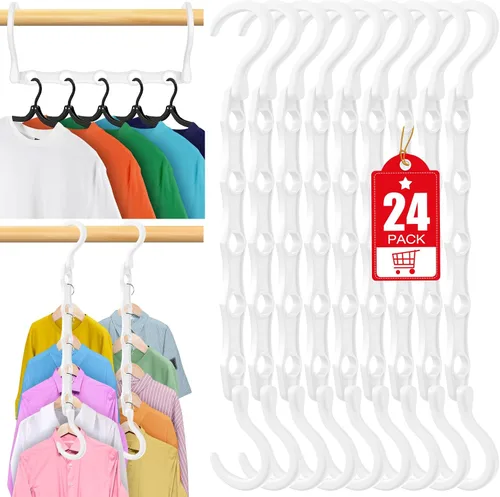 Vista 10 de Paquete de 10 perchas mágicas de plástico que ahorran espacio, organizador de perchas para camisas que ahorran espacio, múltiples perchas para ropa