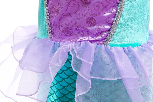 Vista 5 de Disfraz de sirena para niñas 2023, vestido de fiesta de princesa de sirena con diadema