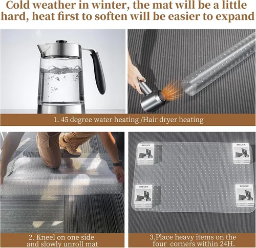 Vista 7 de Tapete para silla de oficina de 36 x 48 x 0.09 pulgadas para alfombra, tapete para silla de escritorio para suelos de alfombra con tachuelas