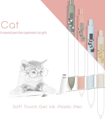 Vista 3 de BXCNCKD Lindo bolígrafo para gatos, bolígrafo telescópico de garra de gato, lindo bolígrafo kawaii, bolígrafo de tinta negra japonesa con 5
