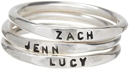 Vista 8 de By Hannah Design Teeny Tiny Stacking Sterling Silver Ring Personalized Ring