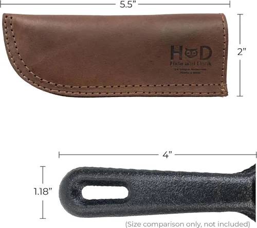 Vista 5 de Hide & Drink, Funda para mango de sartén caliente hecha a mano de cuero grueso de grano completo, resistente al calor, agarre resistente para una