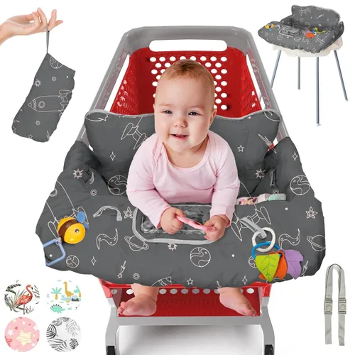 Vista 9 de PILLANI Asiento de carrito de compras para bebé, funda de silla alta para asiento de restaurante - Funda de carrito de comestibles para bebé niña