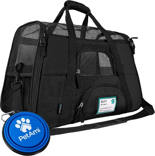 Vista 28 de PetAmi Transportador de mascotas aprobado por aerolíneas para gatos, transportador de perros de lados suaves para perros pequeños, suministros