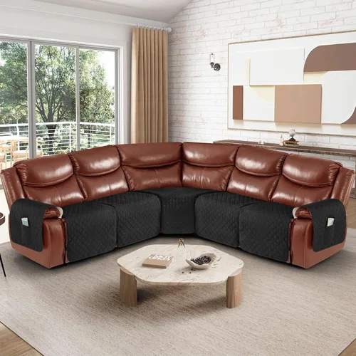 Vista 6 de Ruaozz Fundas de Sofá Seccional Reclinable Extra Grandes Impermeables Funda de Sofá para Sofá Reclinable en Forma de L de 5 Asientos Fundas de Sofá