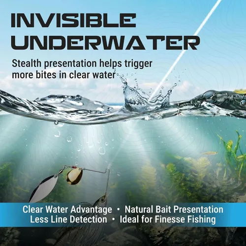 Vista 4 de Reaction Tackle Línea de pesca de fluorocarbono 100% puro, alta resistencia, resistente a la abrasión, hundimiento rápido, prácticamente invisible