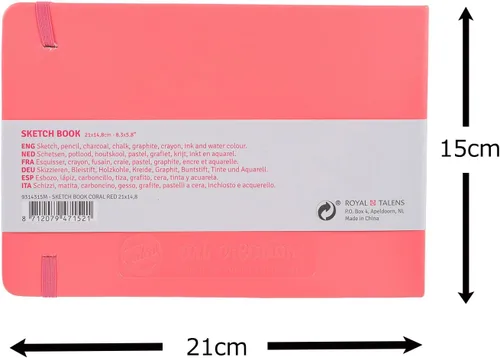 Vista 3 de Talens Art Creation Cuaderno de bocetos - Rojo coral - 8.3x5.8 in - 140gsm - 80 hojas - Papel sin ácidos para dibujo, diario y medios mixtos