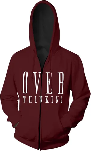 Vista 3 de DYGUYTH Sudadera con capucha y cremallera para hombre, casual, ligera, con estampado de letras, de gran tamaño, con bolsillo