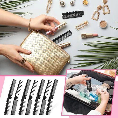 Vista 4 de Skylety 100 piezas de cepillo portátil de viaje para el cabello, cepillo plegable de doble cabeza, peine de bolsillo compacto, herramienta