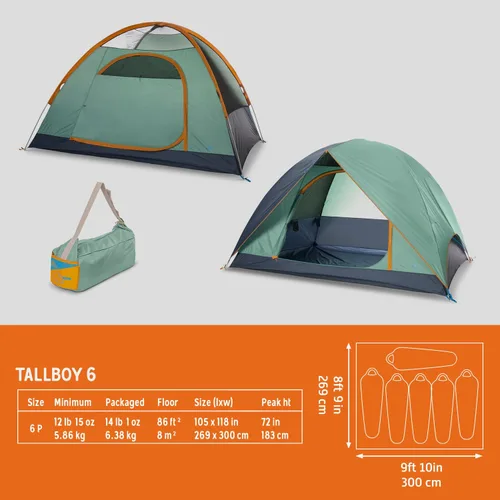 Vista 2 de Kelty Tallboy - Tienda de campaña familiar para automóvil, refugio independiente para 4 o 6 personas, gran capacidad, saco de cosas incluido. 2022