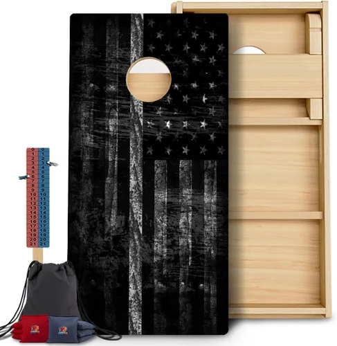 Vista 90 de CornholeGamesUSA Pro - Juego de tablas de Cornhole Fabricado en Estados Unidos Abedul báltico 3/4 Sin rebote Patas triples gruesas Dos 1
