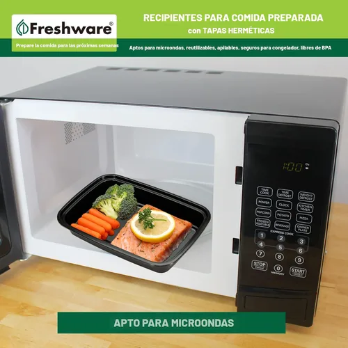 Vista 6 de Freshware Recipientes de preparación de comidas [paquete de 50] recipientes de almacenamiento de alimentos con tapas, caja Bento, sin BPA