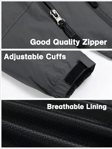 Vista 6 de GIISAM Chaqueta impermeable y a prueba de viento para hombre, ligera, con capucha, chaqueta deportiva de montaña para hombre, cortavientos