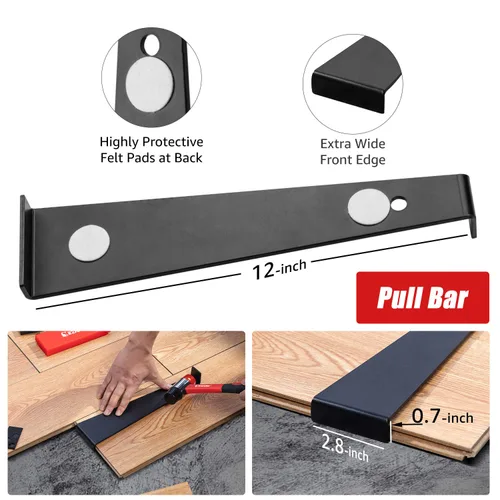 Vista 4 de EZARC Kit de instalación de pisos de madera laminada de 64 piezas con mazo reforzado de doble cara, barra de tracción resistente, bloque de roscado