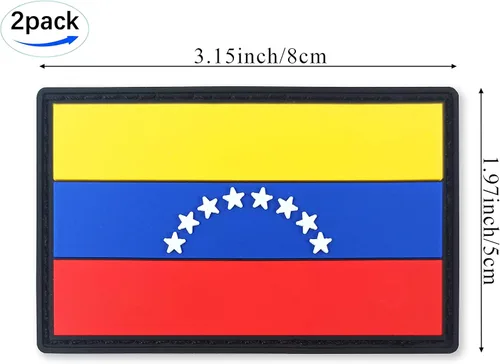 Vista 3 de JBCD Parche táctico venezolano con bandera de Venezuela, parche de cierre de gancho y bucle de goma de PVC, paquete de 2