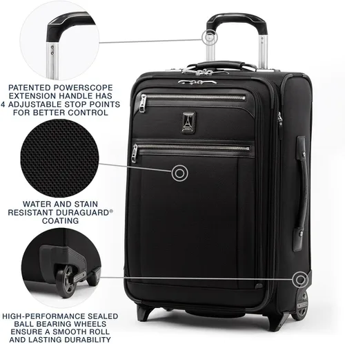 Vista 2 de Travelpro Platinum Elite - Rollaboard expandible de 22 pulgadas, negro sombra, Equipaje vertical expandible Platinum Elite Softside