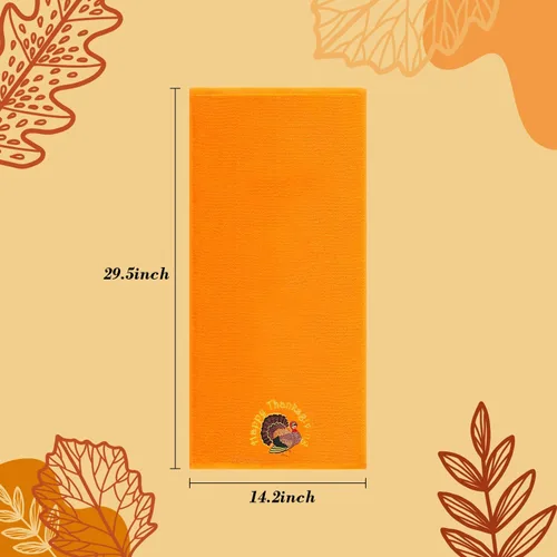 Vista 4 de Quera Paquete de 2 toallas de mano de otoño de Acción de Gracias, hojas de otoño, pavo, bordadas, decoración de lujo de primera calidad, juego