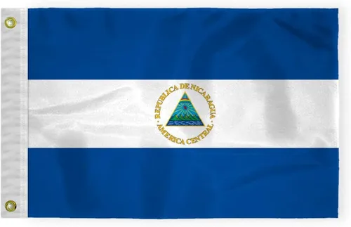 Vista 3 de AGAS - Bandera de automóvil de Nicaragua de alta calidad de 10.5 x 15 pulgadas, impresa de doble cara en tela de poliéster súper punto, doble