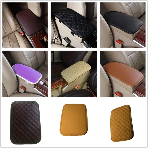 Vista 6 de Funda para consola central de coche, universal, de cuero sintético, reposabrazos para auto, protector de reposabrazos de consola central, apto