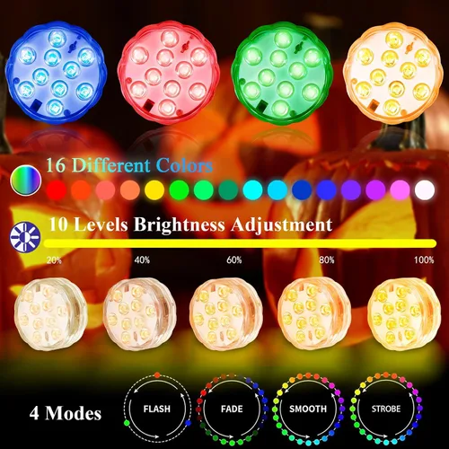 Vista 2 de Luces de calabaza para interior, 16 colores que cambian de Jack O Lantern, luces de linterna de JackoLantern a batería para calabazas al aire libre