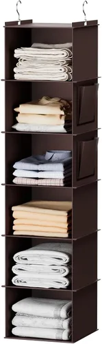 Vista 12 de YOUDENOVA - Organizador colgante para clóset con 6 estantes de almacenamiento con bolsillos laterales, beige
