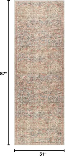 Vista 2 de Livabliss x Becki Owens - Alfombra vintage Marlene para pasillo, 2'7" x 7'3", Beige/Multi, (7' y menos)