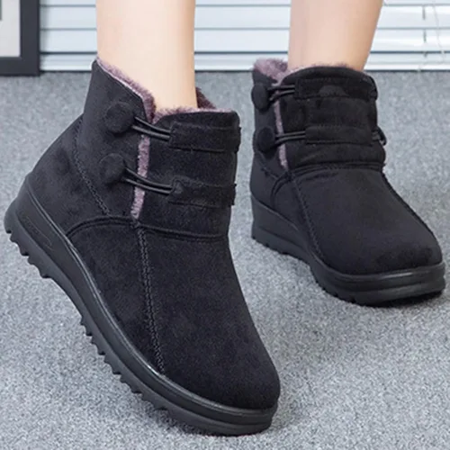 Vista 2 de Botas de nieve para mujer, con forro de lana, punta redonda, cálidas y cómodas, botas de invierno para mujer, botas Chelsea