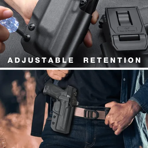 Vista 6 de OWB Funda Kydex Compatible con Springfield Hellcat, Glock 43, M&P 9MM/.40 M2.0 y Shield con Láser, S&W SD9 VE/SD40 VE, Taurus G2C/G3C/PT111/PT140