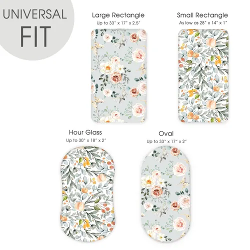 Vista 5 de GRSSDER Juego de 2 sábanas elásticas ultra suaves para cuna, ajuste universal para cuna de bebé, colchón rectangular ovalado, flores y frutas